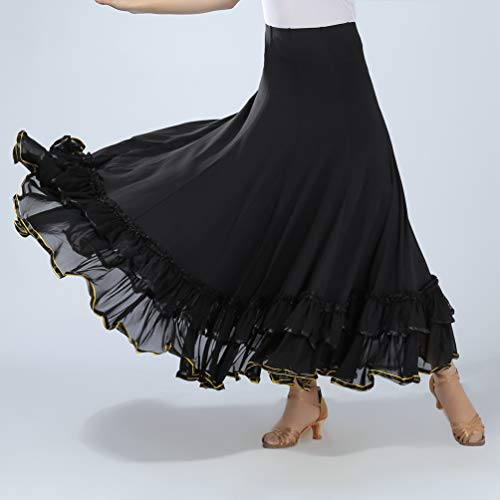 Tookang Falda Larga de Danza para Niñas Traje de Baile Flamenco Sevillanas Tango Clásica Skirts Maxi Falda Plisada Casual para Mujer Adulta