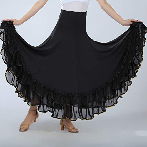 Tookang Falda Larga de Danza para Niñas Traje de Baile Flamenco Sevillanas Tango Clásica Skirts Maxi Falda Plisada Casual para Mujer Adulta
