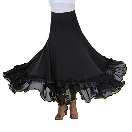 Tookang Falda Larga de Danza para Niñas Traje de Baile Flamenco Sevillanas Tango Clásica Skirts Maxi Falda Plisada Casual para Mujer Adulta
