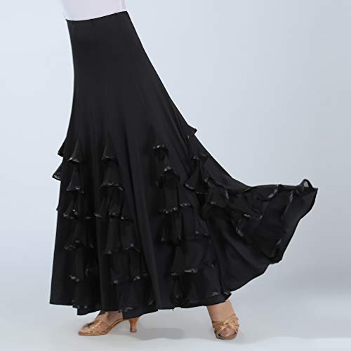 Tookang Flamenco Falda Grande del Columpio Vestido de Baile Moderno Tutu con Lentejuelas de Malla Baile de Salón