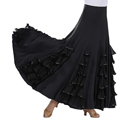 Tookang Flamenco Falda Grande del Columpio Vestido de Baile Moderno Tutu con Lentejuelas de Malla Baile de Salón