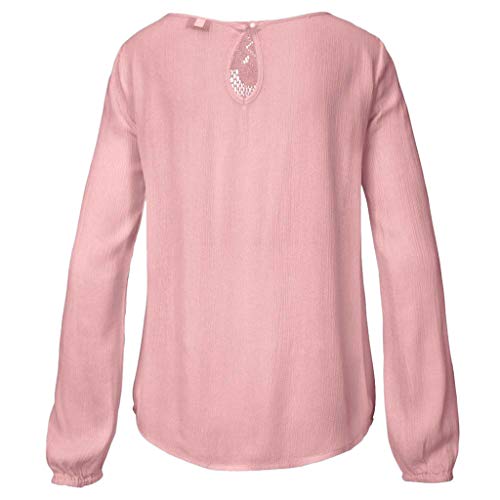 Top de Encaje de Manga Larga para Mujer Color sólido Estampado de Encaje Casual Elegante Blusa Delgado Sudadera Camiseta Oficina Camisa Sudadera Camiseta riou