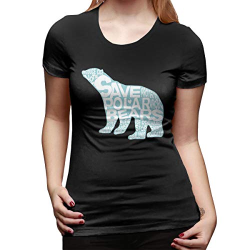 Top Venta al por mayor de la impresión de la moda de las señoras Guardar polares osos camiseta Negro Negro ( L