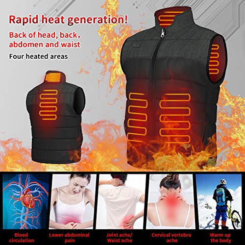 Topace - Chaleco térmico para hombre y mujer, con dos chorros, 3 modos de calefacción, 4 zonas de calor, lavable, lavable, recargable, adecuada para deportes al aire libre