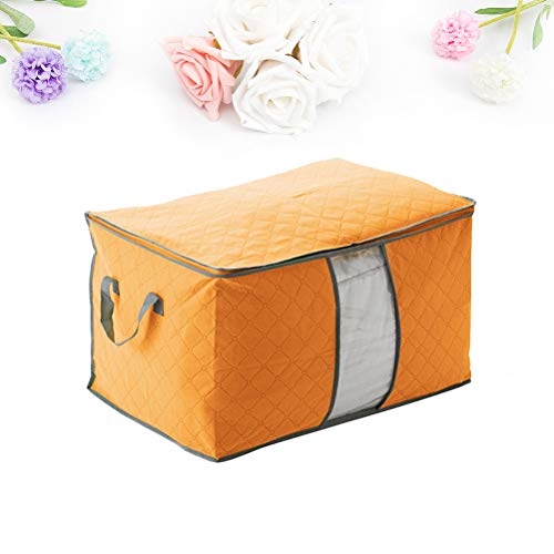 TOPBATHY 4pcs Edredón Bolsa de Almacenamiento Ropa con Cremallera Manta Suéter Organizador de Viaje Contenedor con Marco de Acero (Naranja)