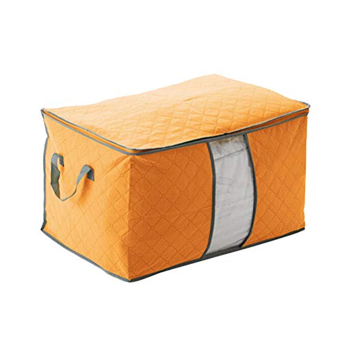 TOPBATHY 4pcs Edredón Bolsa de Almacenamiento Ropa con Cremallera Manta Suéter Organizador de Viaje Contenedor con Marco de Acero (Naranja)
