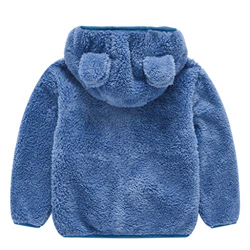 TOPKEAL Lindo Abrigo con Capucha de Orejas de Oso de Manga Larga para Niños Chaqueta Felpa Azul Gruesa de Algodón Bebé