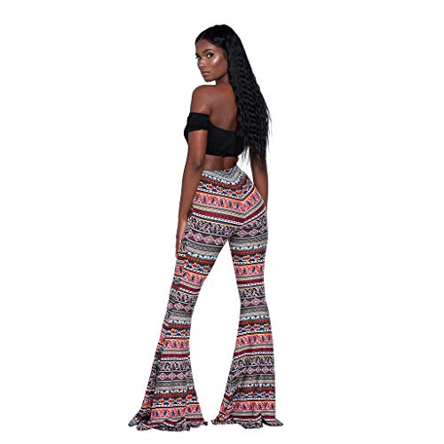 TOPKEAL Pantalones Largos de Estilo Nacional Boho para Mujer Pantalón Acampanado Anchos Estampado de Damas de Moda 2019