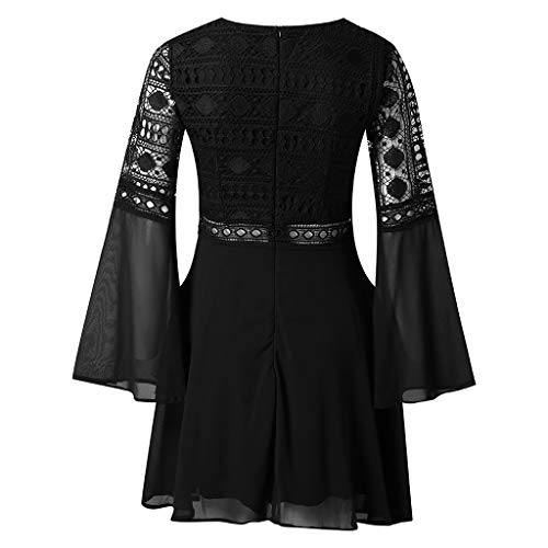 TOPKEAL Vestido de Manga Larga de Encaje Sexy de Cóctel para Mujer Vestido con Volantes de Verano Jovenes