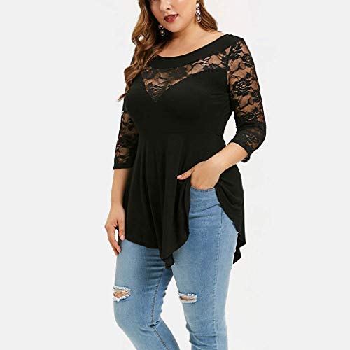 Tops Mujer Fiesta Elegante Manga Larga Blusa Lentejuela Mujer FAMILIZO Camisetas Mujer Verano Tops Mujer Primavera Camisetas Mujer Manga Larga Algodon Tallas Grandes Mujer Fiesta Blusas (2XL, Negro)