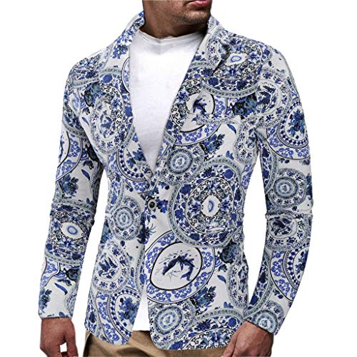 Tosonse Chaqueta para Hombre Chaquetas con Estampado Étnico Vintage para Hombres Vestido De Traje Floral Chaqueta De Chaqueta De Corte Slim