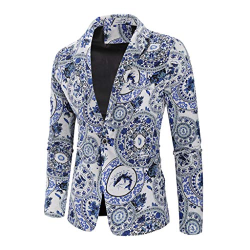 Tosonse Chaqueta para Hombre Chaquetas con Estampado Étnico Vintage para Hombres Vestido De Traje Floral Chaqueta De Chaqueta De Corte Slim