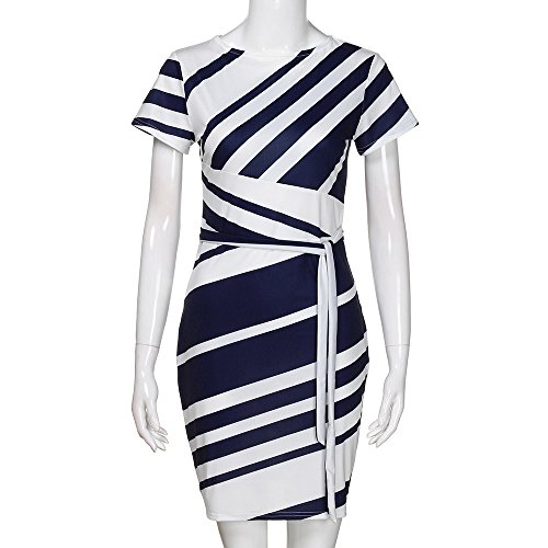 Tosonse Vestidos Casuales para Mujeres Mini Vestido De Lápiz De Rayas De Trabajo Vestidos De Fiesta De Noche