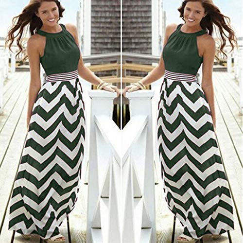 Tosonse Vestidos Largos De Verano para Mujer Vestido Largo De Fiesta Sin Mangas con Estampado Floral A Rayas Sin Mangas De Playa Boho Plus