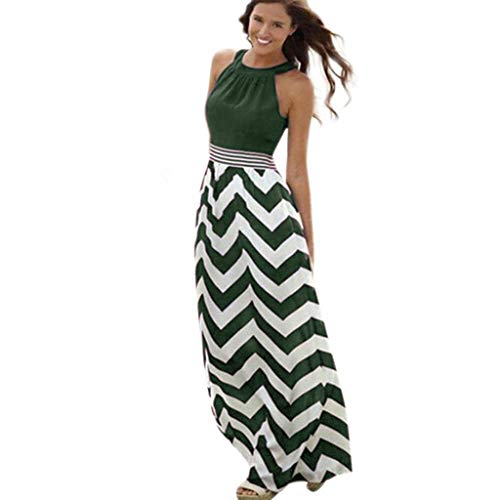 Tosonse Vestidos Largos De Verano para Mujer Vestido Largo De Fiesta Sin Mangas con Estampado Floral A Rayas Sin Mangas De Playa Boho Plus