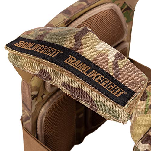 TRAINLIKEFIGHT Metcon Tactical Vest MTV - Chaleco Lastrado Ajustable para Entrenamiento, Crossfit, calistenia o Fitness (Apto para Placas lastradas - NO Incluidas) (Camo - Allterrain)