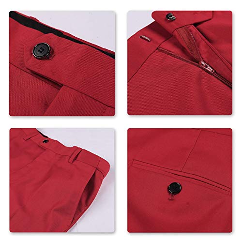 Traje de 2 piezas para hombre compuesto por chaqueta y pantalones, ajuste estrecho, para boda, cena,negocios, casual, disponible en 10 colores Rojo rosso S
