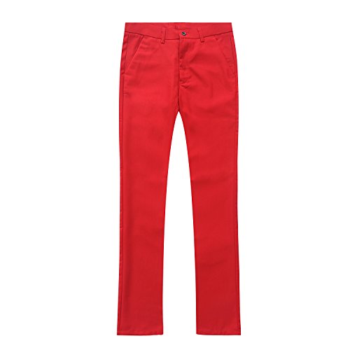 Traje de 2 piezas para hombre compuesto por chaqueta y pantalones, ajuste estrecho, para boda, cena,negocios, casual, disponible en 10 colores Rojo rosso S