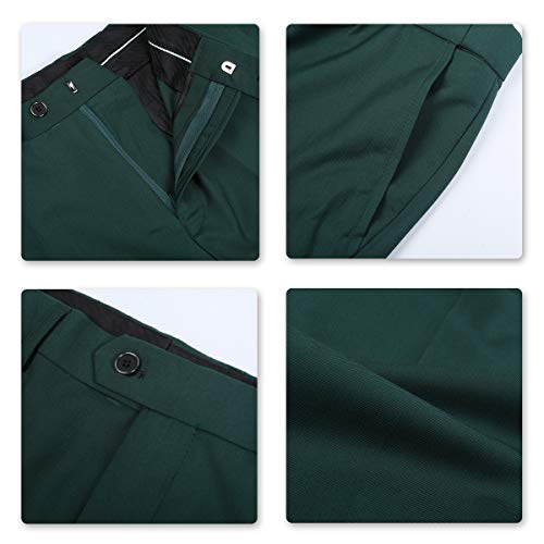 Traje de 2 piezas para hombre compuesto por chaqueta y pantalones, ajuste estrecho, para boda, cena,negocios, casual, disponible en 10 colores Verde verde oscuro Large