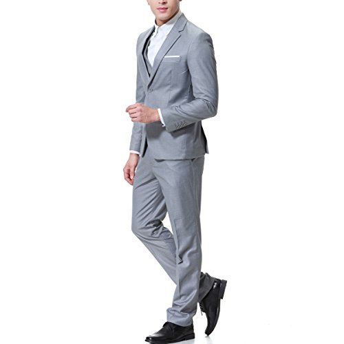 Traje de 3 piezas con chaqueta, chaleco y pantalones, hombre, de cuadros, ajuste moderno gris gris S