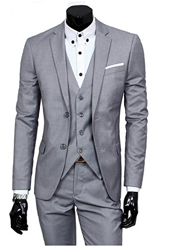 Traje de 3 piezas con chaqueta, chaleco y pantalones, hombre, de cuadros, ajuste moderno gris gris S