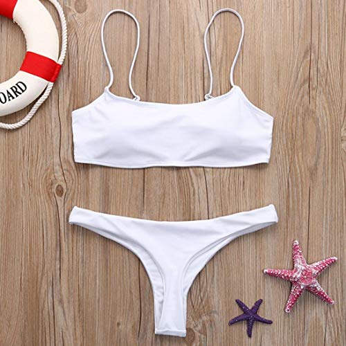 Traje De Baño De Damas Bikini Conjunto 2020 Nuevo Traje De Baño De Verano Color Sólido Correas De Hombro Ajustables Empujar hacia Arriba Bikini Conjunto Traje De Baño Mujeres Playa Moda Bikini
