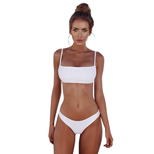 Traje De Baño De Damas Bikini Conjunto 2020 Nuevo Traje De Baño De Verano Color Sólido Correas De Hombro Ajustables Empujar hacia Arriba Bikini Conjunto Traje De Baño Mujeres Playa Moda Bikini
