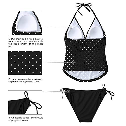 Traje de baño de Maternidad Verano Mae triángulo Halter Bikini Punto Negro XX-Large