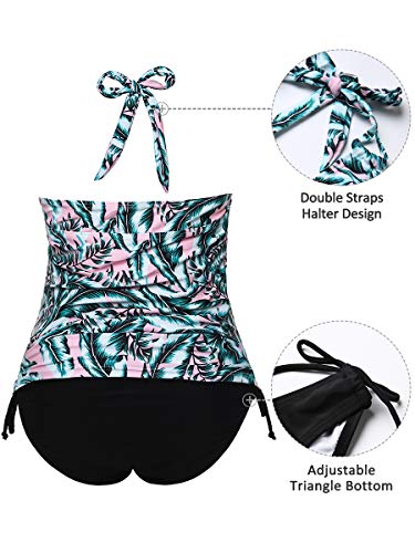 Traje de baño de Maternidad Verano Mae triángulo Halter Bikini Verde/Impreso XX-Large
