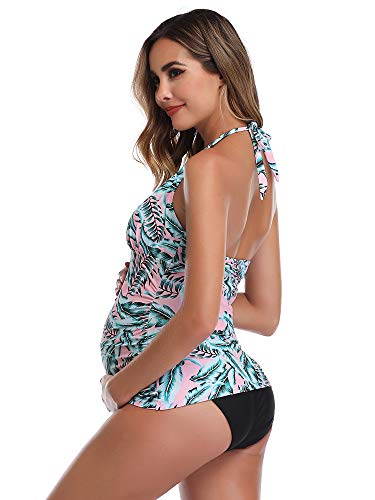 Traje de baño de Maternidad Verano Mae triángulo Halter Bikini Verde/Impreso XX-Large