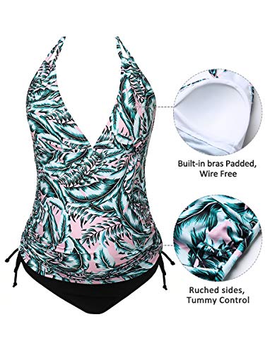 Traje de baño de Maternidad Verano Mae triángulo Halter Bikini Verde/Impreso XX-Large