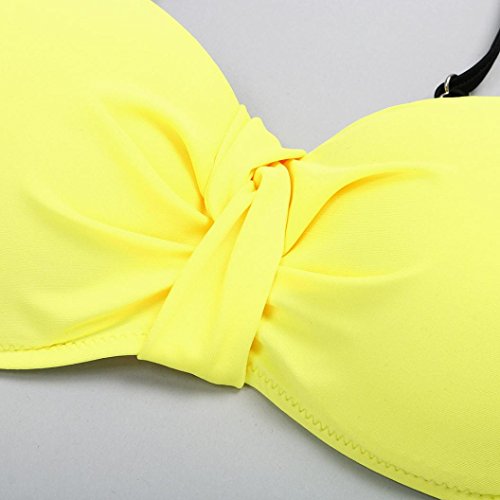 Traje De Baño De Mujer, RETUROM Ropa Traje de Baño Dos Piezas con Lazo de Arena de Bandage Verano Swimwear Mujer,Traje de Baño Push-Up Acolchado Atractivo con Relleno Bikini (M, Amarillo)