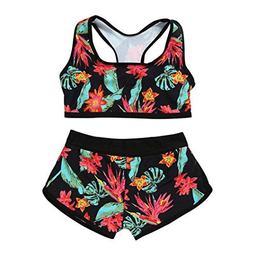 Traje De Baño De Mujer,RETUROM Set de Bikini de Dos Piezas para Deporte con Parte Superior con Escote bajo y Parte Inferior de Corte Alto y diseño Atrevido (S, Verde)