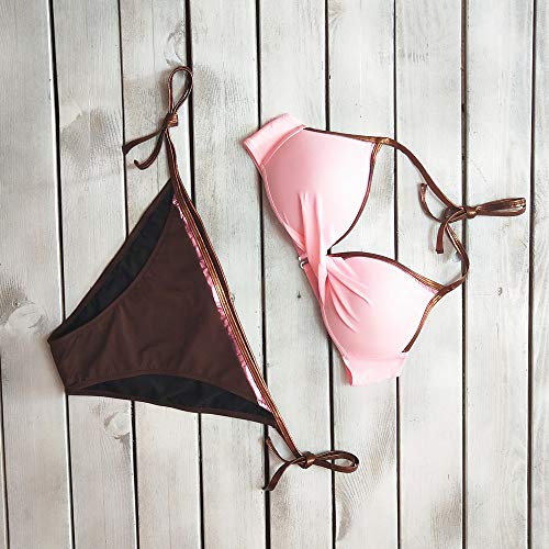 Traje De Baño De Mujer,Traje De Baño Bikini-Mujer Push-up Acolchado Bra Bikini Verano Trajes de baño Rayas Tops y Braguitas S-XXL