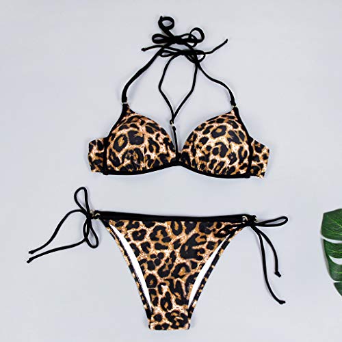 Traje de Baño Dos Piezas Mujer Sexy Estampado de Leopardo de Playa Mujer 2019 Bikini Estampado Dividido BañAdores Sujetador Tops y Braguitas vikinis riou