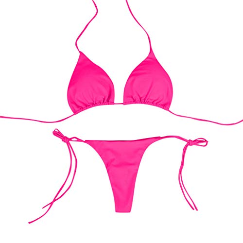 Traje de Baño Mujer 2019 SHOBDW Cómodo Traje de Baño Mujer Dos Piezas Acolchado Bra Conjunto de Bikini Push Up Tanga Traje de Baño Mujer Talle Alto Vendaje Bañadores de Mujer Sexy(Rosa,M)