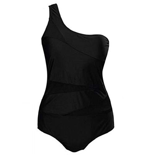 Traje de Baño Mujer 2019 SHOBDW Sexy Negro Traje de Baño Mujer Una Pieza Conjunto de Bikini Push Up Acolchado Bra Tankinis Mujer Un Hombro Bañadores de Mujer Reductores(Negro,3XL)