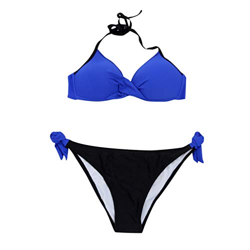 Traje De BañO Mujer Cintura Alta,Ropa De BañO Mujer 2019 Bikini Push Up Mujer Sin Respaldo Playa Bikinis BrasileñOs Mujer con Relleno Bikinis Mujer Traje De BañO Mujer Color SóLido BañAdor