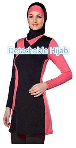 Traje de baño musulmán para mujer con cobertura completa y musulmana rosa L
