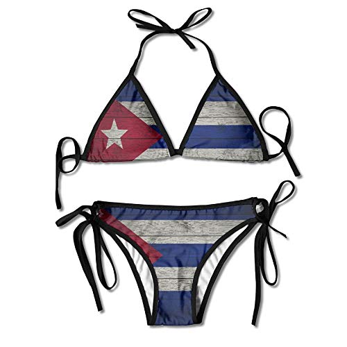 Traje de baño Retro con Bandera Cubana Bikinis Tanga para Nadar en la Playa