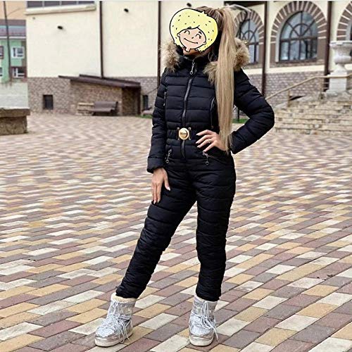 Traje de esquí, GkDDZH Mujer Mono de esquí de una Pieza Chaqueta de Snowboard Transpirable Conjuntos de pantalón de esquí Monos Trajes de Nieve al Aire Libre, Negro, XXL