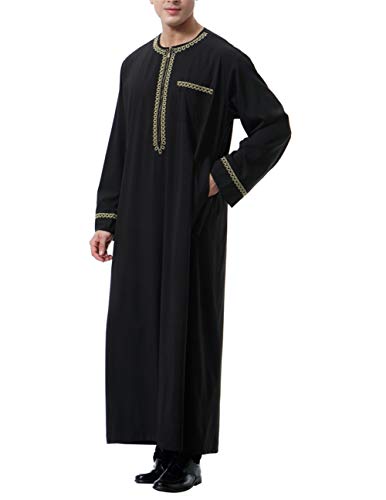 Traje de Hombre Musulmán Traje árabe para Traje de Hombre de Manga Larga Abaya Kaftan Islámico XXXL