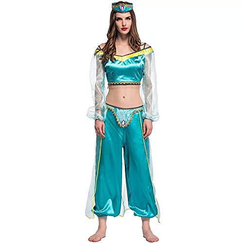 Traje de jazmín Damas Princesa árabe - Conjunto de Disfraces Cosplay, Carnaval y Semana temática - 5 tamaños Diferentes (L)