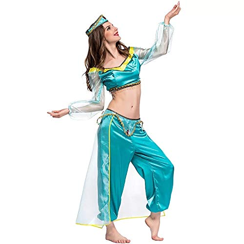 Traje de jazmín Damas Princesa árabe - Conjunto de Disfraces Cosplay, Carnaval y Semana temática - 5 tamaños Diferentes (L)