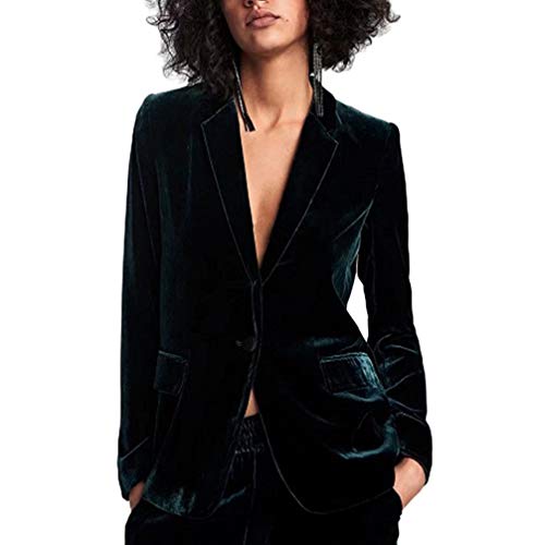 Traje de la Chaqueta de las Mujeres Otoño Invierno de Color Sólido Cómodo Chaqueta de Moda Suave Único Blazer de Terciopelo Slim Fit Manga Larga Solapa de la Oficina