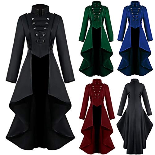 Traje medieval formal de esmoquin para mujer, uniforme de uniforme para mujer, estilo gótico, steampunk (verde, L)