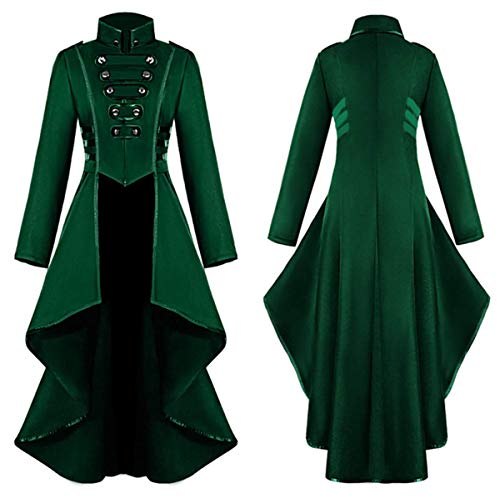 Traje medieval formal de esmoquin para mujer, uniforme de uniforme para mujer, estilo gótico, steampunk (verde, L)