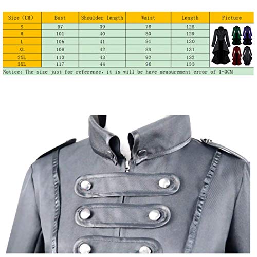 Traje medieval formal de esmoquin para mujer, uniforme de uniforme para mujer, estilo gótico, steampunk (verde, L)