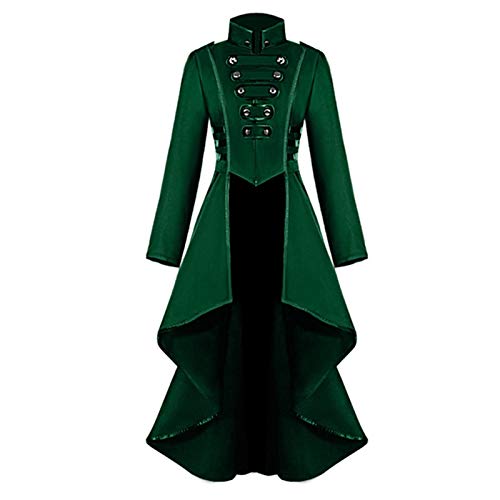Traje medieval formal de esmoquin para mujer, uniforme de uniforme para mujer, estilo gótico, steampunk (verde, L)