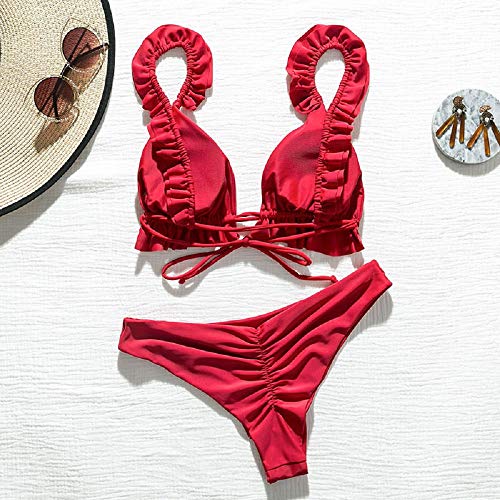 Trajes de Baño Bikini Las Mujeres Volantes Lindo Bikini Traje de Baño de Dos Piezas Bathing Suit